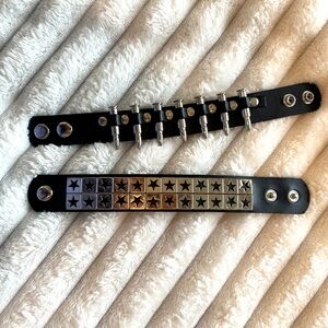 Hot Topic Bullet and Star Snap on Bracelet Set Goth Grunge Y2K